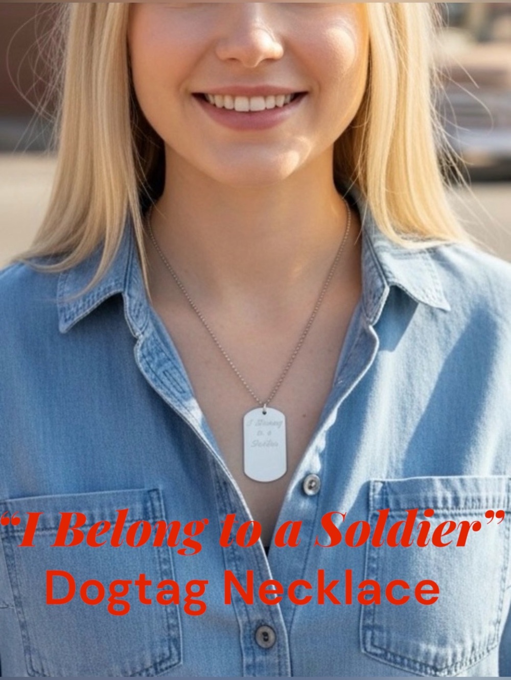 "I Belong to a Soldier" Engraved Dog Tag Necklace/Military/USA/Army/11" Drop